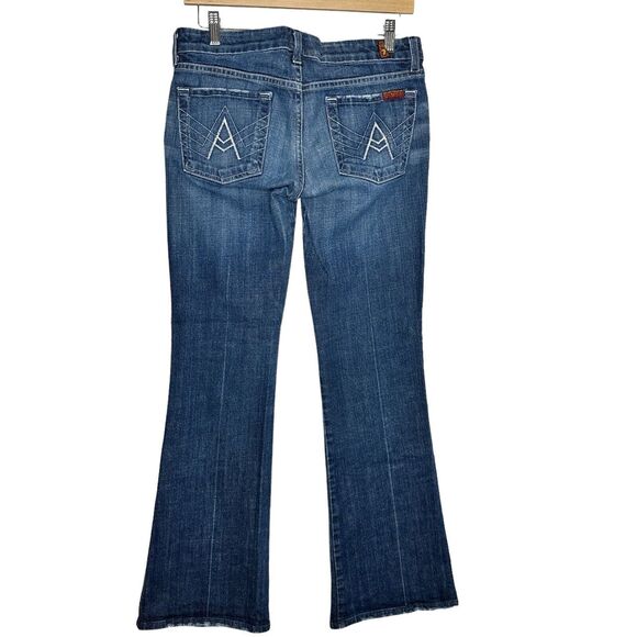 7 for All Mankind Jeans A Pocket Flip Flop Flared Womens Sz 27 (31”x 30.5”) Blue - Picture 5 of 16